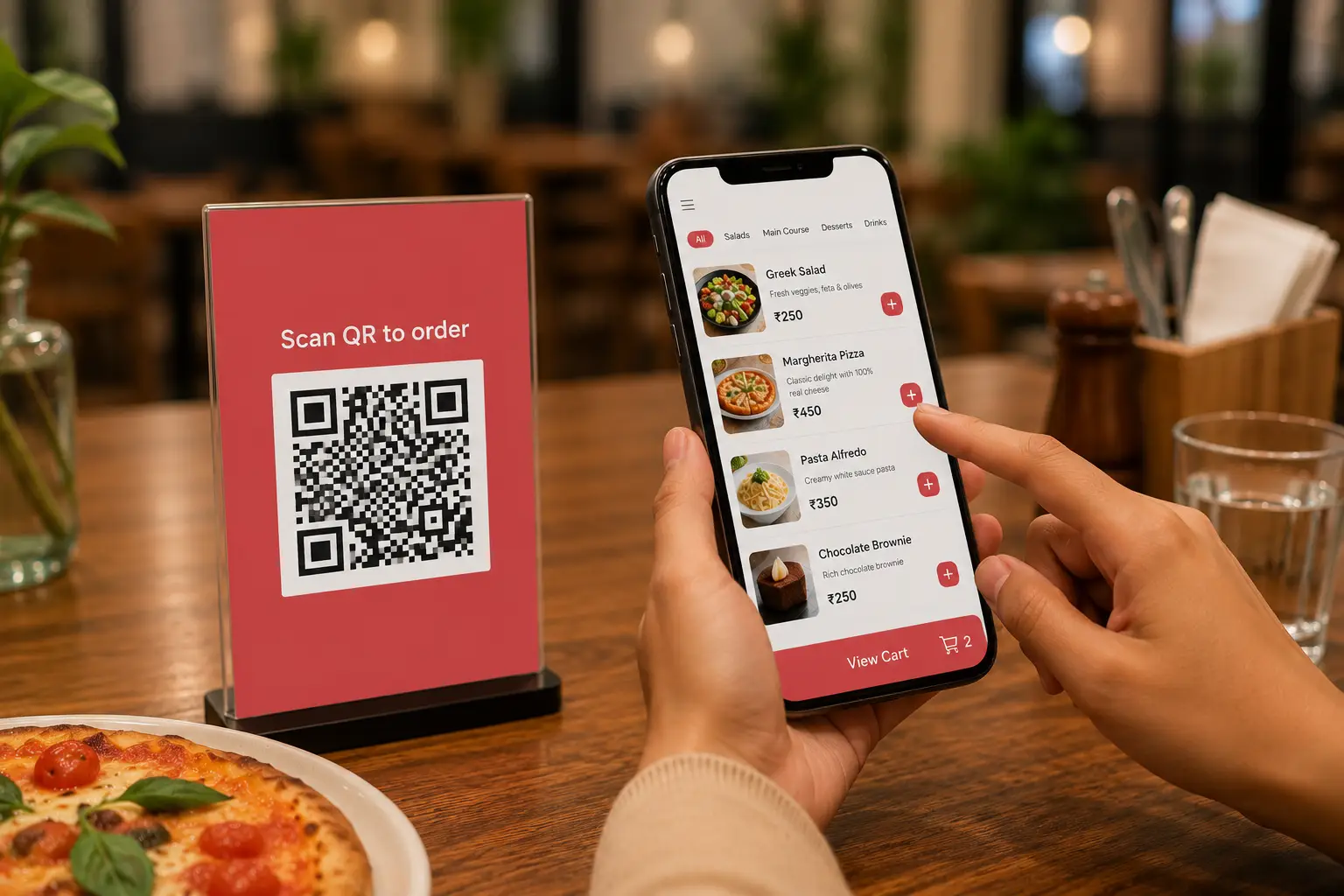 Live digital hotel menu with real-time pricing and availability