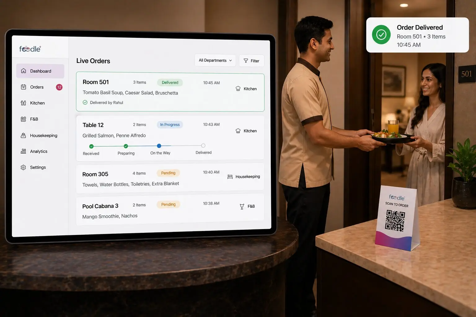 Hotel order delivered smoothly with real-time delivery tracking